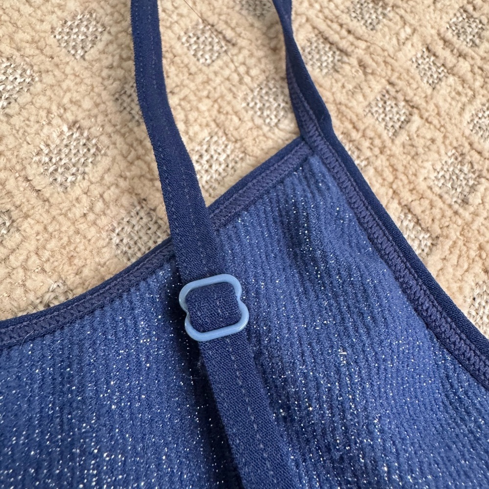 Sparkly Blue Ribbed Crop - Picture 5 of 6